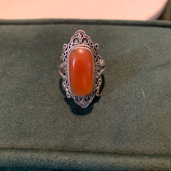 Boho sterling silver carnelian ring - Picture 4 of 8